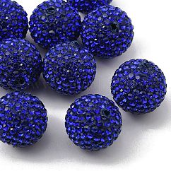 Grade strass pavimenta perline sfera della discoteca, per fare gioielli unisex, tondo, zaffiro, PP13 (1.9~2mm), 16mm, Foro: 1.5 mm