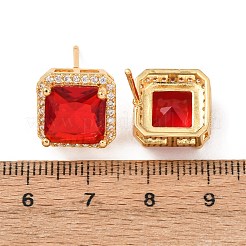 Aretes de latón con micro pavé de circonio cúbico para mujer&nbsp;EJEW-F418-14G