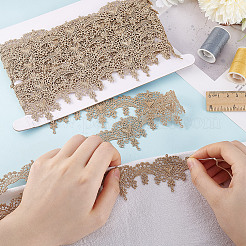 5 ярд ленты из металлической пряжи с цветочной кружевной отделкой SRIB-HY0001-07B