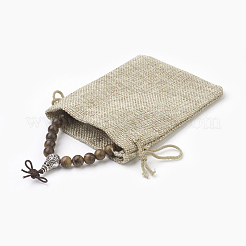 Perles de bois de santal rondes teintes naturelles bracelets extensibles&nbsp;BJEW-JB03844-01