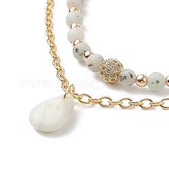 2 pièces 2 style naturel nouveau jade larme pendentif colliers ensemble&nbsp;NJEW-JN04079