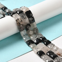 Нити натуральных кварцевых бусин черного турмалинового цвета G-C109-A01-02