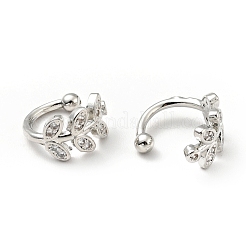 Прозрачные серьги-каффы в виде листьев кубического циркония EJEW-G295-11P