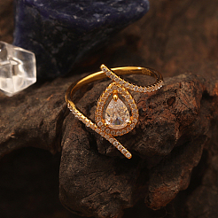 Элегантное серебряное кольцо с каплей воды из циркония S925 для ежедневного ношения у женщин KY4653-3