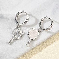 Boucles d'oreilles créoles en laiton avec micro pavé de zircone cubique pour femmes&nbsp;EJEW-A168-04P