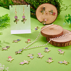 60本合金エナメルペンダント  花  鉛フリー＆カドミウムフリー  ライトゴールド  27.5x17.5x1mm  穴：1.8mm&nbsp;ENAM-TA0003-75KCG