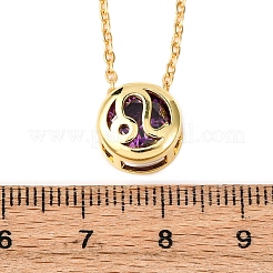 Латунный паве кубический цирконий камень рождения созвездие кулон кабель цепочка ожерелья NJEW-D334-01G-09