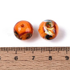 手作りランプワークビーズ  ラウンド  ダークオレンジ  11.5~12.5mm  穴：1~1.8mm&nbsp;LAMP-Q039-05F
