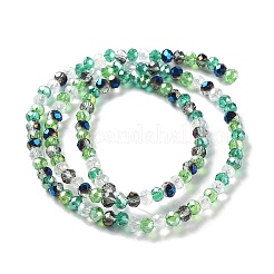 ガラスビーズ連売り  多面カット  ロンデル  濃い緑  4x3mm  穴：0.4mm  約123~127個/連  15.75~16.5インチ（40~42cm）&nbsp;EGLA-A034-M4mm-24