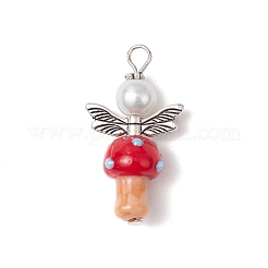 Бусины ручной работы в технике лэмпворк с подвесками из стеклянных жемчужин круглой формы PALLOY-MZ00696-01