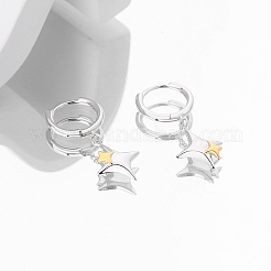 S925 двухцветные серьги-кольца в форме звезды из стерлингового серебра XJ7248