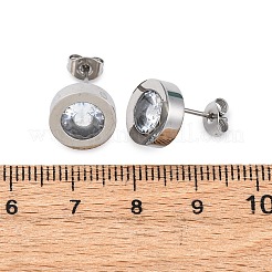 Плоские круглые серьги-гвоздики из нержавеющей стали 304&nbsp;EJEW-C099-23P-03