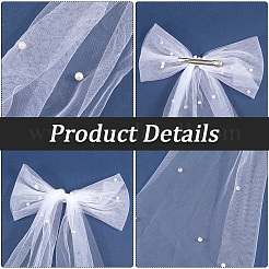 Длинные заколки для волос из полиэстера с бантом и аллигатором OHAR-WH20005-07B