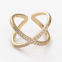 Латунные микро проложить манжеты кольца кубического циркония RJEW-C101-13G-B
