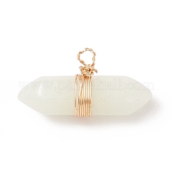 蓄光ガラスチャーム  金色の銅線を巻いた  弾丸  ゴールドカラー  11x23x7mm  穴：1.6mm&nbsp;PALLOY-JF01801-01