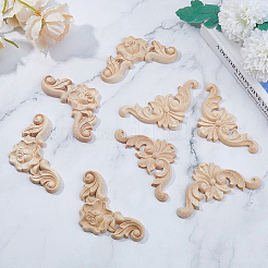 8шт 2 стиля резного деревянного углового украшения&nbsp;WOOD-FH0002-28