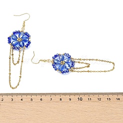 Pendientes colgantes tejidos de vidrio galvanizado para mujer&nbsp;EJEW-MZ00795-03