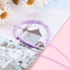 調節可能な編組ナイロンブレスレット作り  ラテイルサテンコード付き  パープル  6-1/4~9-1/8インチ（16~23cm）&nbsp;AJEW-JB00917-02