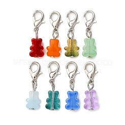 Подвесные украшения в виде стеклянных медведей HJEW-JM04073-02