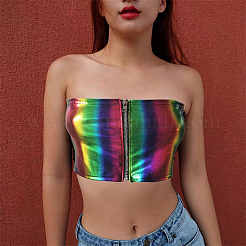 Полиэфирная ткань с бронзовым покрытием в цветную полоску&nbsp;DIY-WH0034-57