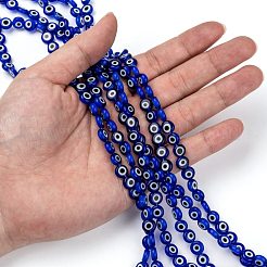 Ручной сглаза Lampwork плоские круглые пряди шарик&nbsp;LAMP-L058-8mm-04