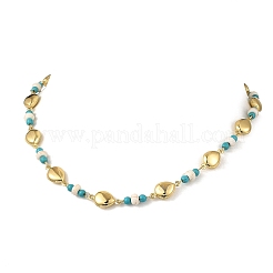 Colliers composés de perles de turquoise synthétique teintes à l'océan et d'une chaîne à maillons en acier inoxydable 304&nbsp;GG-NJEW-JN06337-01
