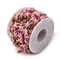 Цепи ручной работы из нержавеющей стали 304 с синтетическим бирюзовым узором в виде морской звезды CHS-L032-13G-07