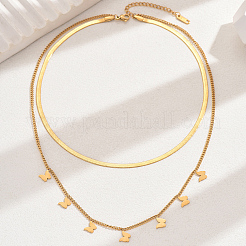 Женские модные ожерелья с кисточками и двумя слоями из нержавеющей стали 201 DJ3409