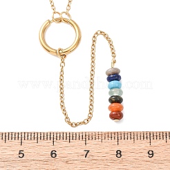 Ожерелья-лариаты в форме ронделя из натуральных и синтетических драгоценных камней NJEW-JN04640