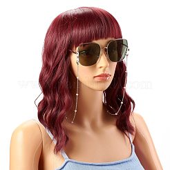 304ステンレススチールアズキチェーンネックレス  エナメルビーズ  眼鏡チェーン  ステンレス鋼色  ピンク  27.95インチ（71cm）&nbsp;AJEW-EH00377-01
