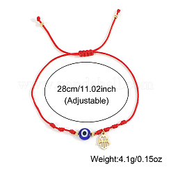 Bracelets faits main ajustables en verre bleu œil protecteur avec perles tressées et pendentif main de Hamsa en acier inoxydable&nbsp;KO5639-2