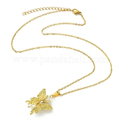 Collar con colgante de mariposa de latón con micro pavé de circonitas cúbicas y perlas naturales&nbsp;NJEW-JN06182