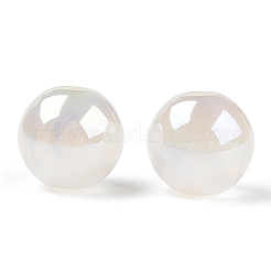 半透明の樹脂ビーズ  キラキラビーズ  ラウンド  ベージュ  8x7.5mm  穴：1.8mm&nbsp;LS-RESI-Z015-04J