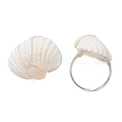 Spiralförmige Fingerringe aus Muschel und Messing für Damen&nbsp;RJEW-TA00239