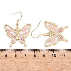 Boucles d'oreilles pendantes en alliage et fleurs séchées&nbsp;AL-Z001-02G-01