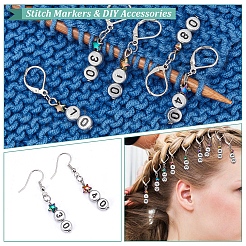 Плоские круглые с эмалевым покрытием с цифровым рисунком акриловые замковые маркеры петель со звездой из сплава HJEW-AB00104