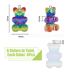36шт 6 стиля подвески из полупрозрачной смолы CRES-DC0001-06