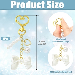 Decorazioni pendenti in ottone e plastica ABS con perle finte&nbsp;HJEW-YW00398