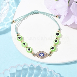 Armbänder aus geflochtenen Perlen mit bösem Blick aus Harz für Frauen&nbsp;BJEW-FS00018-04