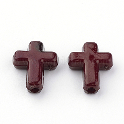 不透明なアクリルビーズ  クロス  暗赤色  16x12x4.5mm  約1230個/500g&nbsp;SACR-436-C41