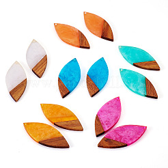12шт 6 цвета прозрачной смолы и орехового дерева большие подвески&nbsp;RESI-TA0003-42