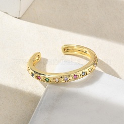 Polsini aperti in ottone con micro pavé di zirconi&nbsp;LS-RJEW-Z145-08G