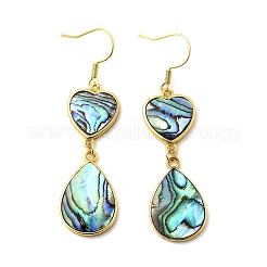 Серьги-подвески из натуральной латунной раковины морского ушка EJEW-F388-01D-G