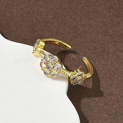 Anneaux ouverts de manchette en laiton à micro-pavé de zircone cubique&nbsp;RJEW-C163-22G