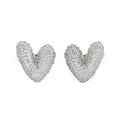 Orecchini a bottone da donna in ottone con micro pavé di zirconi trasparenti&nbsp;EJEW-F352-06P