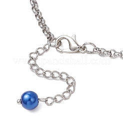 Colliers à chaîne rolo en acier inoxydable 304 avec perles de verre rondes&nbsp;NJEW-JN05359-01