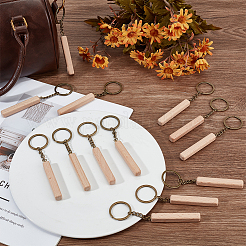 24шт. кубовидный бук с железным кулоном-брелоком KEYC-BC0001-21