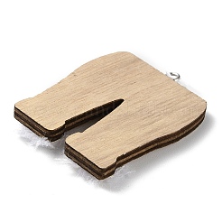 クリスマス未完成の木製ペンダント装飾  壁の装飾  麻紐と鉄の輪付き  ズボン  12.6cm&nbsp;LS-WOOD-D026-01E