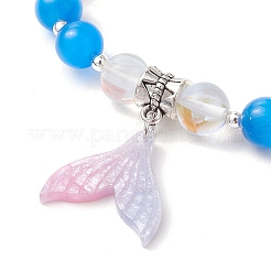 Синтетические лунные камни бусины эластичные браслеты для женщин&nbsp;BJEW-TA00600