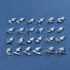 女性用合金スタッドピアス2組  925つのスターリングシルバーピン付き  銀  スター  10mm&nbsp;EJEW-FS0001-27H
